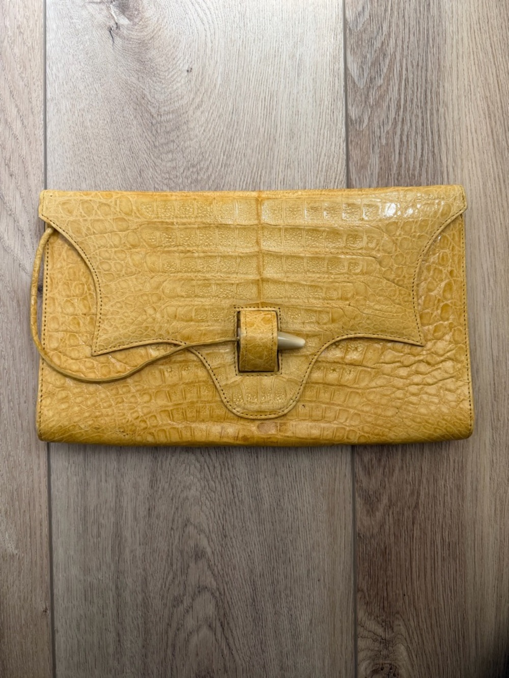 Adriana Castro Yellow Crocodile Clutch